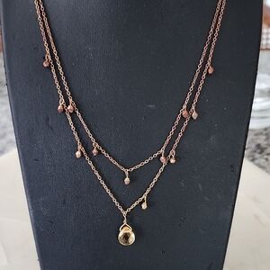 Cookie Lee Double Strand Chain Crystal Pendant Necklace NWT